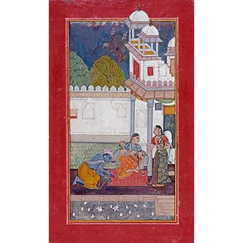 Ramakali Ragini Gold Ornate Wood Framed Art Print with Double Matting by Bundi