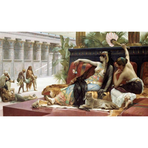 Cleopatra Testing Poison On Condemned Slaves Black Modern Wood Framed Art Print with Double Matting by Cabanel, Alexandre