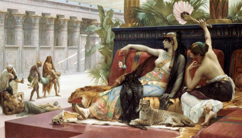 Cleopatra Testing Poison On Condemned Slaves White Modern Wood Framed Art Print with Double Matting by Cabanel, Alexandre