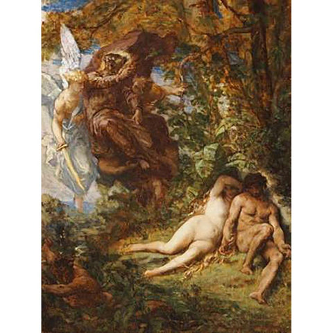 Expulsion From Paradise Gold Ornate Wood Framed Art Print with Double Matting by Cabanel, Alexandre