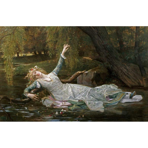 Ophelia White Modern Wood Framed Art Print by Cabanel, Alexandre