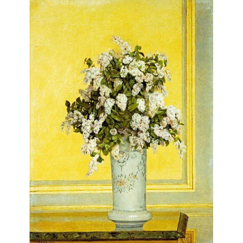 Floral Still Life Black Modern Wood Framed Art Print with Double Matting by Cabuzel, Auguste Hector