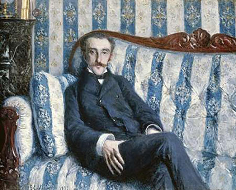 Portrait De Monsieur R White Modern Wood Framed Art Print with Double Matting by Caillebotte, Gustave