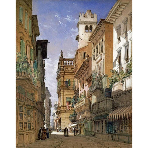 Verona Black Modern Wood Framed Art Print by Callow, William