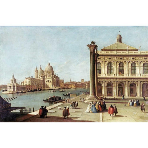 Entrance To Grand Canal, Venice Black Modern Wood Framed Art Print with Double Matting by Canal, Giovanni Antonio
