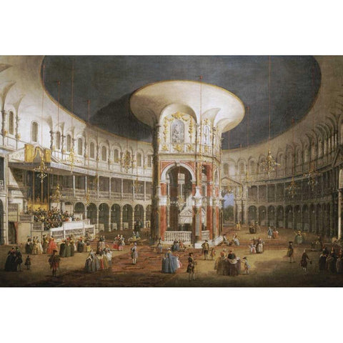 The Interior of The Rotunda, Ranelagh Black Modern Wood Framed Art Print with Double Matting by Canal, Giovanni Antonio