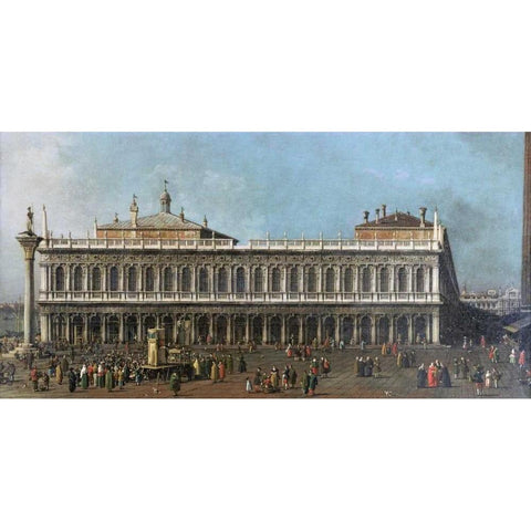 The Library and The Piazetta, Venice Gold Ornate Wood Framed Art Print with Double Matting by Canal, Giovanni Antonio
