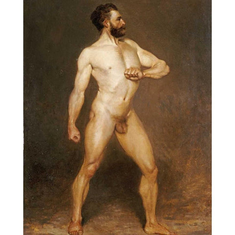 A Male Nude Gold Ornate Wood Framed Art Print with Double Matting by Von Staschiripka Canon, Hans