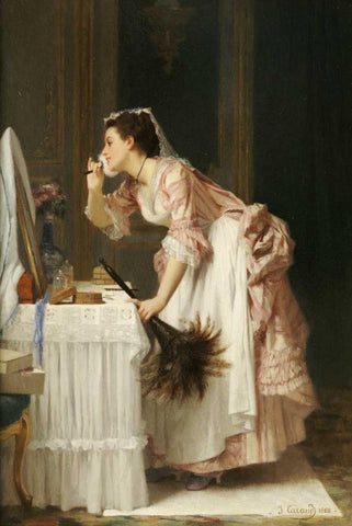 The Chamber Maid White Modern Wood Framed Art Print with Double Matting by Caraud, Joseph