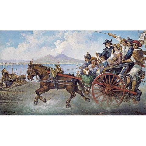 The Crowded Chariot Black Modern Wood Framed Art Print with Double Matting by Carelli, Consalve