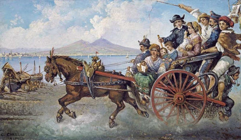 The Crowded Chariot Black Ornate Wood Framed Art Print with Double Matting by Carelli, Consalve