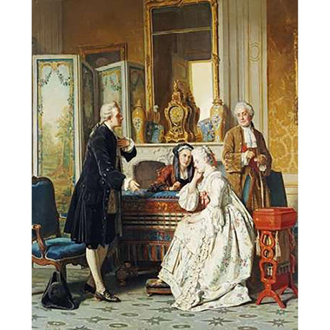 The Suitor Black Modern Wood Framed Art Print with Double Matting by Carolus, Jean