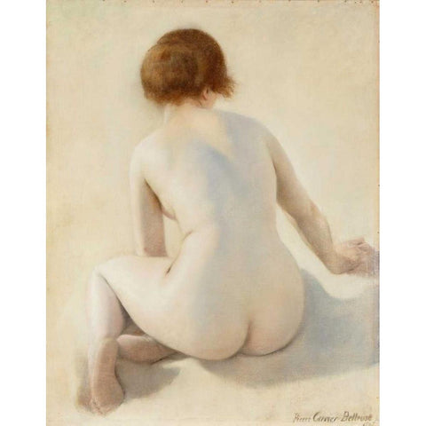 A Nude Gold Ornate Wood Framed Art Print with Double Matting by Carrier-Belleuse, Pierre