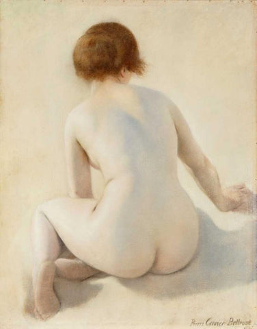 A Nude White Modern Wood Framed Art Print with Double Matting by Carrier-Belleuse, Pierre