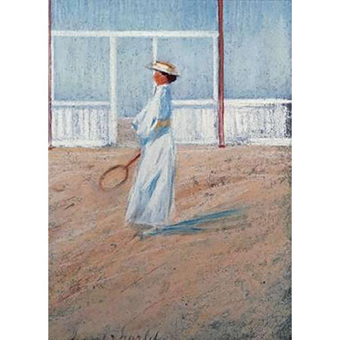 The Tennis Player White Modern Wood Framed Art Print by Charlet, Frans