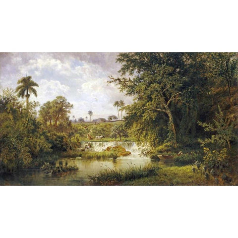 Paisaje Con Vacas Black Modern Wood Framed Art Print with Double Matting by Chartrand, Esteban