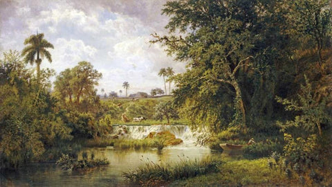 Paisaje Con Vacas Black Ornate Wood Framed Art Print with Double Matting by Chartrand, Esteban