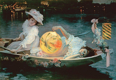 Midsummers Eve Black Ornate Wood Framed Art Print with Double Matting by Checa y Sanz, Ulpiano