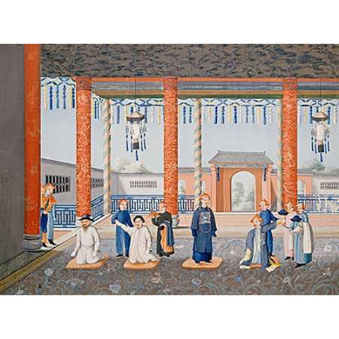 Scenes From Imperial Court Life. 19th Century Black Modern Wood Framed Art Print with Double Matting by Chinese School