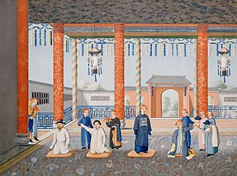 Scenes From Imperial Court Life. 19th Century White Modern Wood Framed Art Print with Double Matting by Chinese School