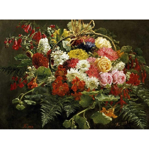 A Summer Bouquet White Modern Wood Framed Art Print by Christensen, Anthonie Eleonore