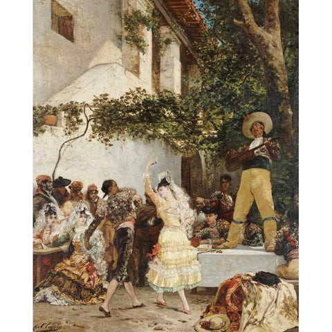 The Spanish Dancers Black Modern Wood Framed Art Print with Double Matting by Clarin, Georges Jules Victor