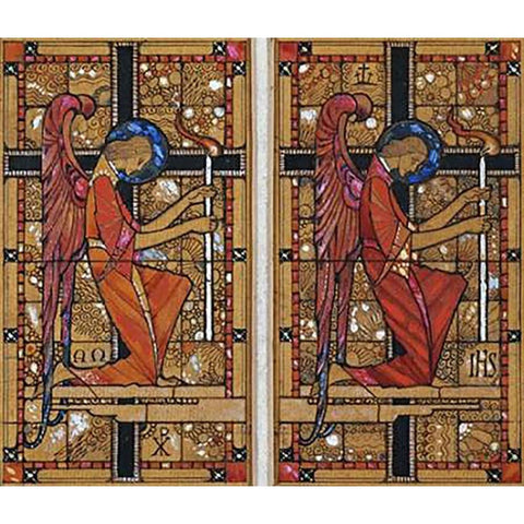 Two Angels: a Design For Stained Glass White Modern Wood Framed Art Print by Clarke, Harry