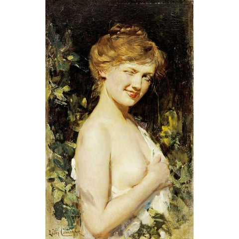 Le Clin Doeil Gold Ornate Wood Framed Art Print with Double Matting by Comerre, Leon Francois