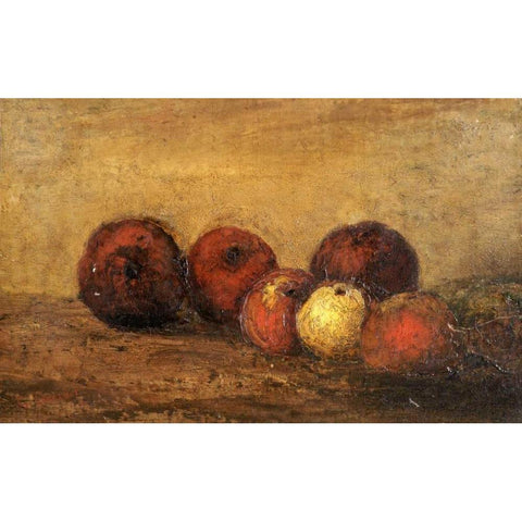 Apples Black Modern Wood Framed Art Print with Double Matting by Courbet, Gustave