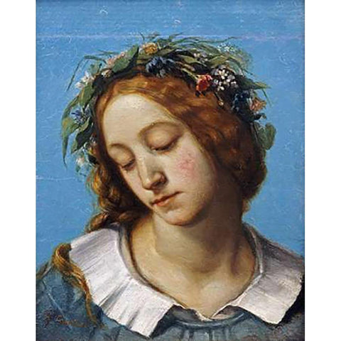 Ophelia (La Fiancee de La Mort) Black Modern Wood Framed Art Print with Double Matting by Courbet, Gustave