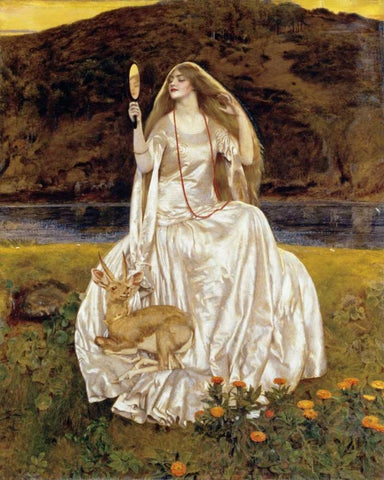 The Damsel of The Lake White Modern Wood Framed Art Print with Double Matting by Cowper, Frank Cadogan