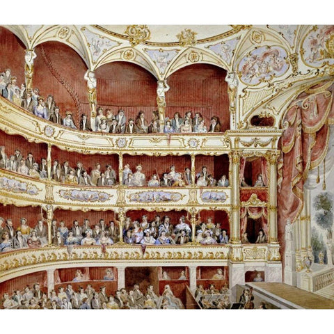 St. Jamess Theatre White Modern Wood Framed Art Print by Crace, John Gregory