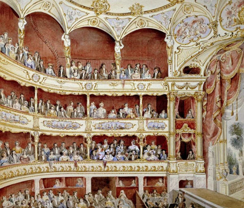 St. Jamess Theatre Black Ornate Wood Framed Art Print with Double Matting by Crace, John Gregory