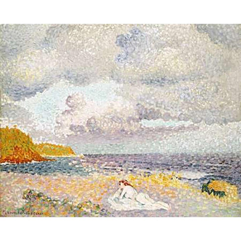 Before The Thunderstorm (The Bather) White Modern Wood Framed Art Print by Cross, Henri Edmond