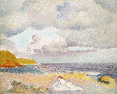 Before The Thunderstorm (The Bather) Black Ornate Wood Framed Art Print with Double Matting by Cross, Henri Edmond