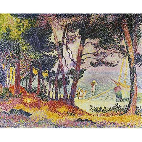 The Pine Wood (Provence) White Modern Wood Framed Art Print by Cross, Henri Edmond