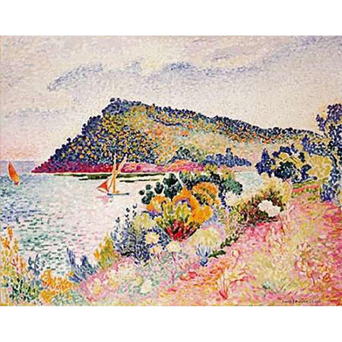 The Black Cape, Pramousquier Bay Gold Ornate Wood Framed Art Print with Double Matting by Cross, Henri-Edmond