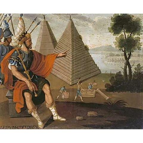 The Pyramids of Egypt Gold Ornate Wood Framed Art Print with Double Matting by School, Cuzco