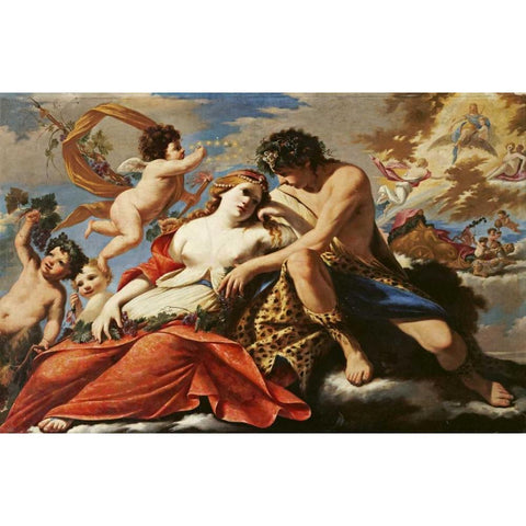 Bacchus and Ariadne Black Modern Wood Framed Art Print with Double Matting by Dameret, Luca