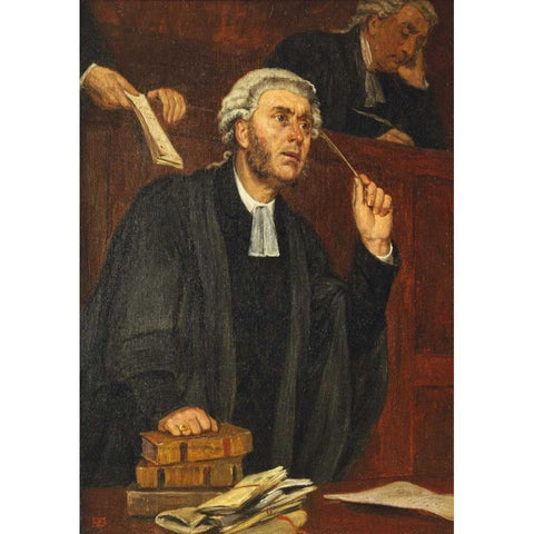 For The Defence White Modern Wood Framed Art Print by Davidson, Thomas