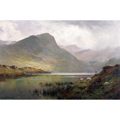 Loch Ness White Modern Wood Framed Art Print by De Breanski, Alfred
