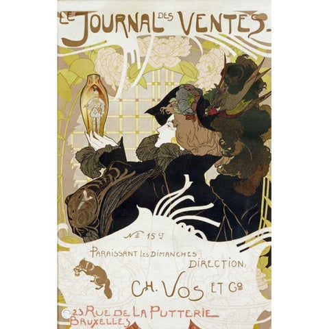 Le Journal Des Ventes Gold Ornate Wood Framed Art Print with Double Matting by De Feure, Georges