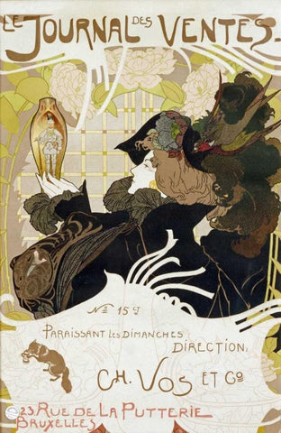 Le Journal Des Ventes White Modern Wood Framed Art Print with Double Matting by De Feure, Georges