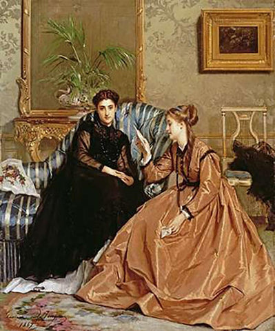 The Consolation Letter Black Ornate Wood Framed Art Print with Double Matting by De Jonghe, Gustave