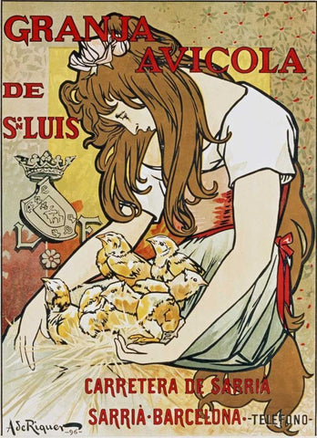 Granja Avicola De Sn.Luis White Modern Wood Framed Art Print with Double Matting by De Riquer, Alejandro