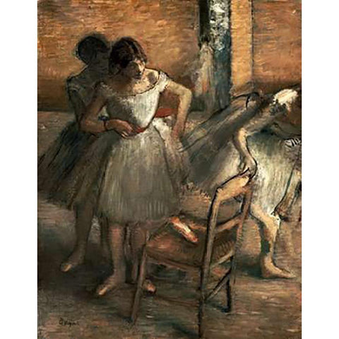 Dancers White Modern Wood Framed Art Print by Degas, Edgar