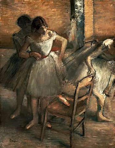 Dancers Black Ornate Wood Framed Art Print with Double Matting by Degas, Edgar