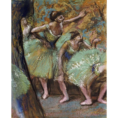 Danseuses White Modern Wood Framed Art Print by Degas, Edgar