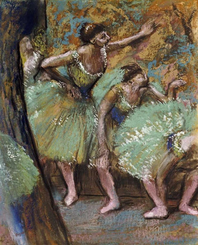 Danseuses White Modern Wood Framed Art Print with Double Matting by Degas, Edgar