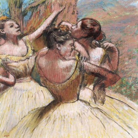 Three Dancers Gold Ornate Wood Framed Art Print with Double Matting by Degas, Edgar